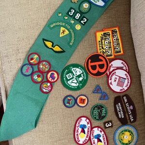 Vintage Girl Scout Sash and Patches from the late 1970's and early 1980's